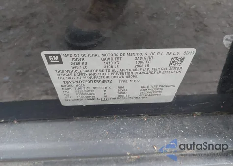 2013 Cadillac Srx Performance Collection from USA, damaged, VIN 3GYFNDE30DS594572